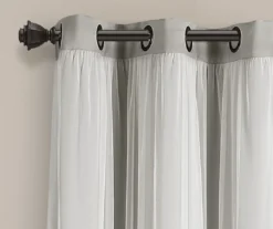 Lush Light Gray Blackout Grommet Curtain Panel Pair With Sheer Overlay, (95") -DHP Sales Store 810468194 4
