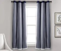 Lush Navy Blackout Grommet Curtain Panel Pair With Sheer Overlay, (63") -DHP Sales Store 810468195 1