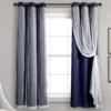 Lush Navy Blackout Grommet Curtain Panel Pair With Sheer Overlay, (63") -DHP Sales Store 810468195