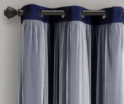 Lush Navy Blackout Grommet Curtain Panel Pair With Sheer Overlay, (63") -DHP Sales Store 810468195 4
