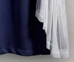 Lush Navy Blackout Grommet Curtain Panel Pair With Sheer Overlay, (63") -DHP Sales Store 810468195 5