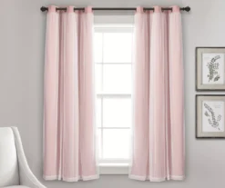 Lush Pink Blackout Grommet Curtain Panel Pair With Sheer Overlay, (63") -DHP Sales Store 810468197 1