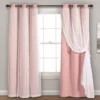 Lush Pink Blackout Grommet Curtain Panel Pair With Sheer Overlay, (84") 1 Lush Pink Blackout Grommet Curtain Panel Pair With Sheer Overlay, (84") -DHP Sales Store 810468198