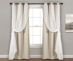 Lush Wheat Blackout Grommet Curtain Panel Pair With Sheer Overlay, (108") -DHP Sales Store 810468200 2
