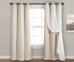 Lush Wheat Blackout Grommet Curtain Panel Pair With Sheer Overlay, (108")