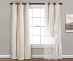 Lush Wheat Blackout Grommet Curtain Panel Pair With Sheer Overlay, (108") -DHP Sales Store 810468200 3