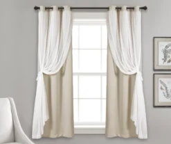 Lush Wheat Blackout Grommet Curtain Panel Pair With Sheer Overlay, (63") -DHP Sales Store 810468202 2