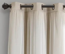 Lush Wheat Blackout Grommet Curtain Panel Pair With Sheer Overlay, (63") -DHP Sales Store 810468202 4