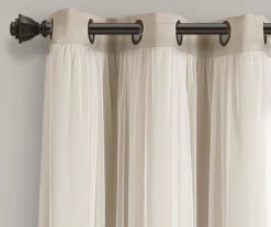 Lush Wheat Blackout Grommet Curtain Panel Pair With Sheer Overlay, (84") 13 Lush Wheat Blackout Grommet Curtain Panel Pair With Sheer Overlay, (84") -DHP Sales Store 810468203 4