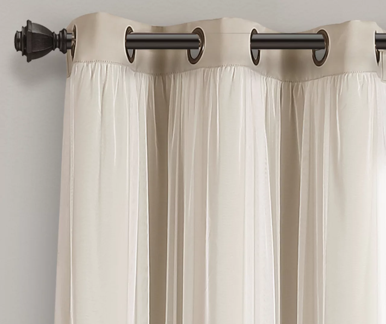 Lush Wheat Blackout Grommet Curtain Panel Pair With Sheer Overlay, (84") 7 Lush Wheat Blackout Grommet Curtain Panel Pair With Sheer Overlay, (84") - Image 5