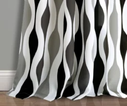 Mid-Century Geo Black & Gray Room-Darkening Back Tab Curtain Panel Pair, (84") -DHP Sales Store 810468206 2 1