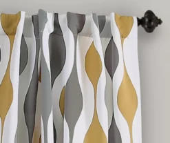 Mid-Century Geo Gold & Gray Room-Darkening Back Tab Curtain Panel Pair, (108") -DHP Sales Store 810468207 1 1