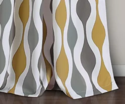 Mid-Century Geo Gold & Gray Room-Darkening Back Tab Curtain Panel Pair, (84") -DHP Sales Store 810468208 2 1