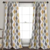 Mid-Century Geo Gold & Gray Room-Darkening Back Tab Curtain Panel Pair, (95") -DHP Sales Store 810468209 1