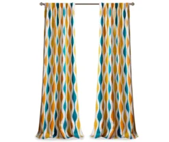 Mid-Century Geo Turquoise & Orange Room-Darkening Back Tab Curtain Panel Pair, (84") 17 Mid-Century Geo Turquoise & Orange Room-Darkening Back Tab Curtain Panel Pair, (84") -DHP Sales Store 810468210 7 1