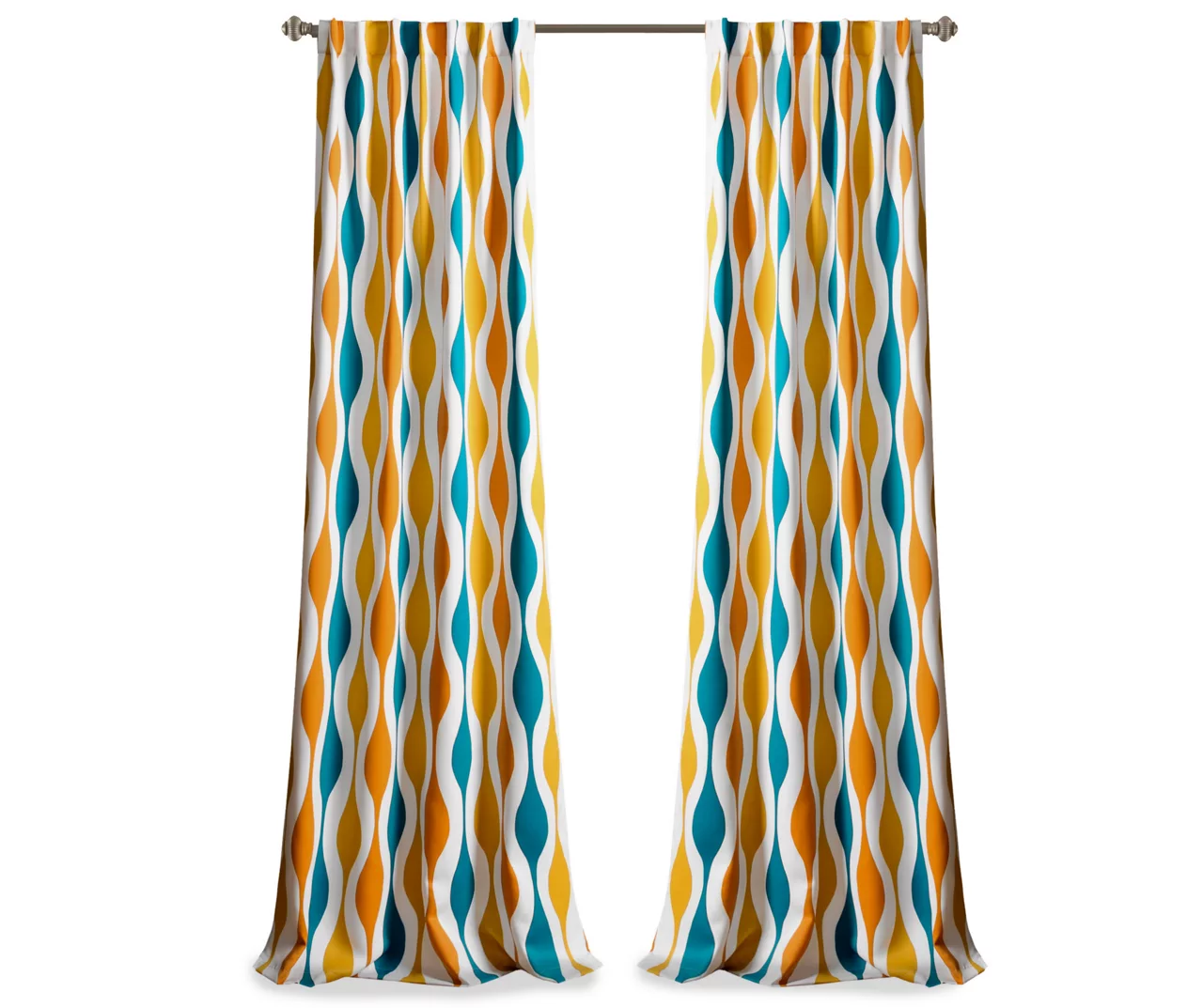 Mid-Century Geo Turquoise & Orange Room-Darkening Back Tab Curtain Panel Pair, (84") 10 Mid-Century Geo Turquoise & Orange Room-Darkening Back Tab Curtain Panel Pair, (84") - Image 8