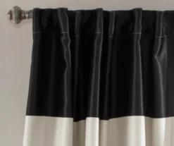 Montego Stripe Black Room-Darkening Rod Pocket Curtain Panel Pair, (84") -DHP Sales Store 810468213 1