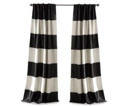 Montego Stripe Black Room-Darkening Rod Pocket Curtain Panel Pair, (84") -DHP Sales Store 810468213 6