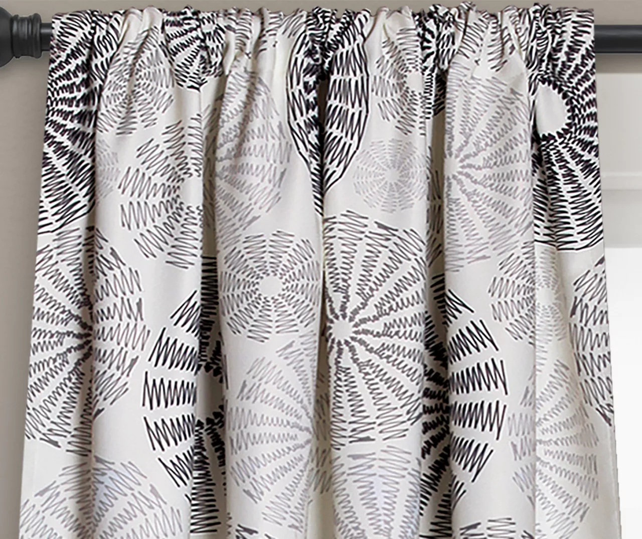 Circles Charcoal & Gray Room-Darkening Rod Pocket Curtain Panel Pair, (84") 4 Circles Charcoal & Gray Room-Darkening Rod Pocket Curtain Panel Pair, (84") - Image 2