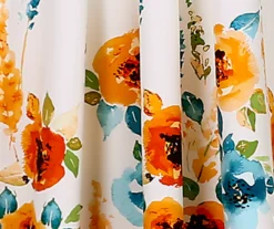 Percy Bloom Tangerine & Blue Room-Darkening Rod Pocket Curtain Panel Pair, (84") 11 Percy Bloom Tangerine & Blue Room-Darkening Rod Pocket Curtain Panel Pair, (84") -DHP Sales Store 810468219 2