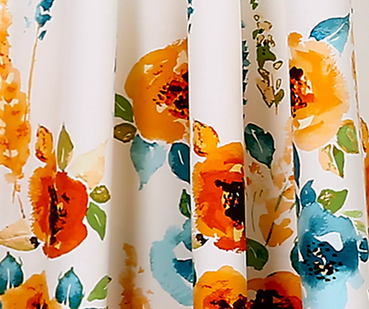 Percy Bloom Tangerine & Blue Room-Darkening Rod Pocket Curtain Panel Pair, (84") 5 Percy Bloom Tangerine & Blue Room-Darkening Rod Pocket Curtain Panel Pair, (84") - Image 3