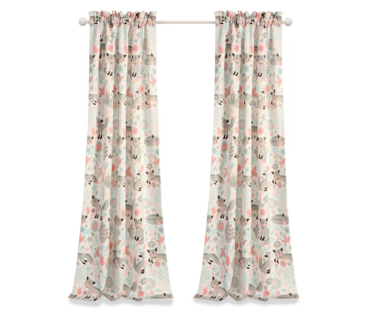 Pixie Fox Gray & Pink Room-Darkening Rod Pocket Curtain Panel Pair, (84") 9 Pixie Fox Gray & Pink Room-Darkening Rod Pocket Curtain Panel Pair, (84") - Image 7