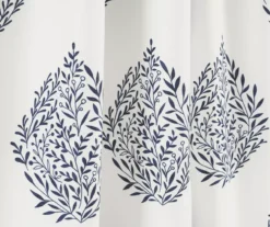 Teardrop Leaf Navy Room-Darkening Back Tab Curtain Panel Pair, (95") -DHP Sales Store 810468222 3