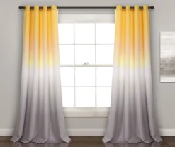 Umbre Fiesta Yellow & Gray Ombre Room-Darkening Grommet Curtain Panel Pair, (95")