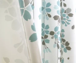 Weeping Flowers Blue & Gray Room-Darkening Rod Pocket Curtain Panel Pair, (84") -DHP Sales Store 810468230 3
