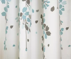 Weeping Flowers Blue & Gray Room-Darkening Rod Pocket Curtain Panel Pair, (95") -DHP Sales Store 810468231 2