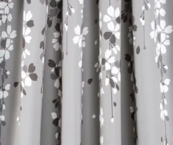 Weeping Flowers Gray Room-Darkening Rod Pocket Curtain Panel Pair, (95") -DHP Sales Store 810468234 2