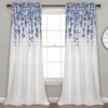 Weeping Flowers Navy & Blue Room-Darkening Rod Pocket Curtain Panel Pair, (95")