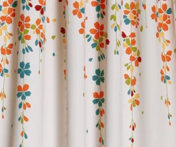 Weeping Flowers Turquoise & Tangerine Room-Darkening Rod Pocket Curtain Panel Pair, (95") 9 Weeping Flowers Turquoise & Tangerine Room-Darkening Rod Pocket Curtain Panel Pair, (95") -DHP Sales Store 810468239 2