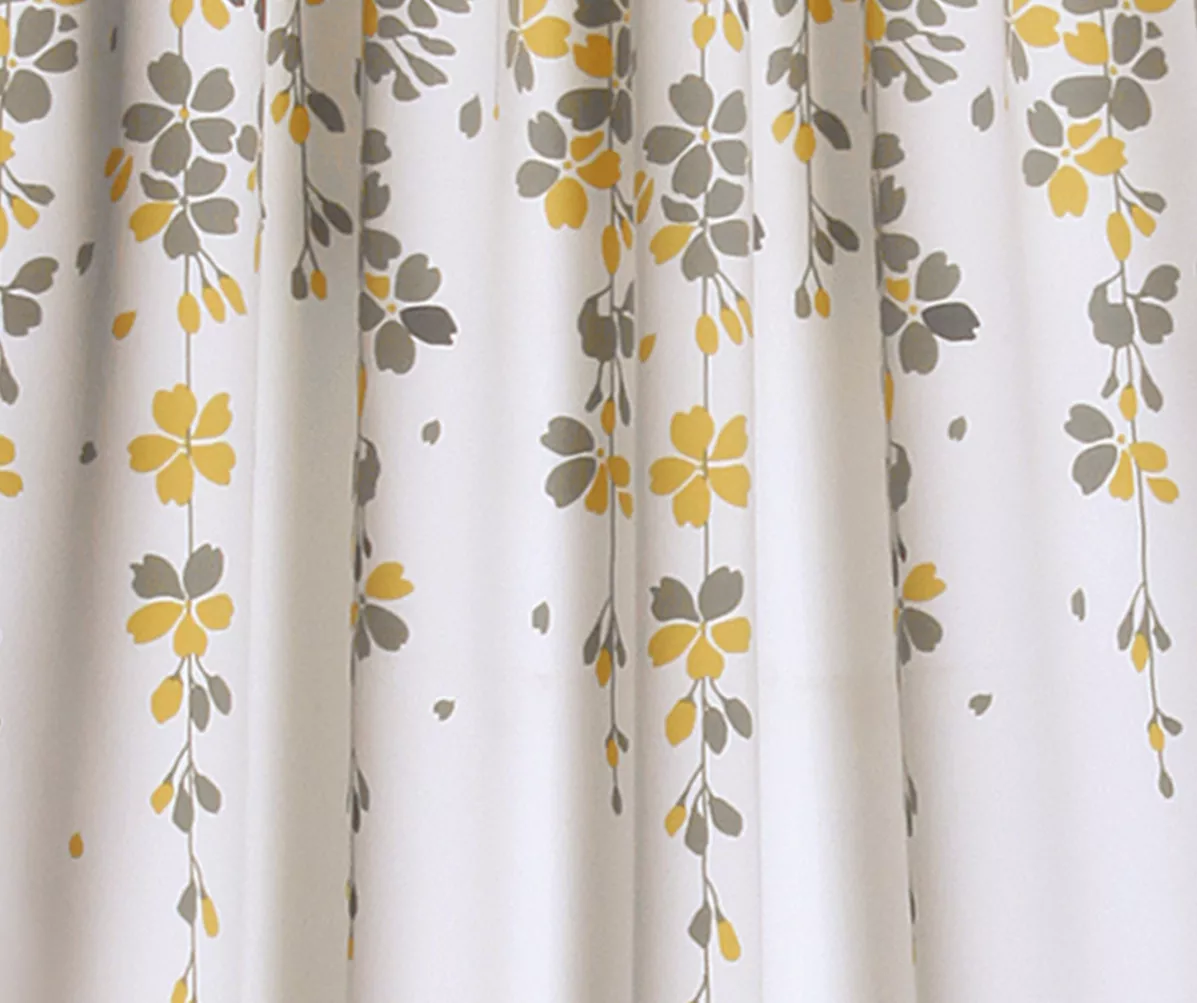 Weeping Flowers Yellow & Gray Room-Darkening Rod Pocket Curtain Panel Pair, (95") 5 Weeping Flowers Yellow & Gray Room-Darkening Rod Pocket Curtain Panel Pair, (95") - Image 3