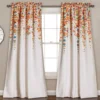 Weeping Flowers Turquoise & Tangerine Room-Darkening Rod Pocket Curtain Panel Pair, (84")