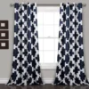 Wellow Ikat Navy & White Room-Darkening Grommet Curtain Panel Pair, (84") 2 Wellow Ikat Navy & White Room-Darkening Grommet Curtain Panel Pair, (84") -DHP Sales Store 810468245
