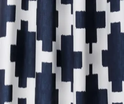 Wellow Ikat Navy & White Room-Darkening Grommet Curtain Panel Pair, (84") -DHP Sales Store 810468245 2