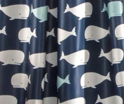 Whale Navy Room-Darkening Rod Pocket Curtain Panel Pair, (84") -DHP Sales Store 810468246 2