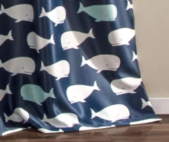 Whale Navy Room-Darkening Rod Pocket Curtain Panel Pair, (84") -DHP Sales Store 810468246 3