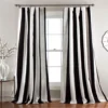Wilbur Stripe Black & White Room-Darkening Back Tab Curtain Panel Pair, (108") -DHP Sales Store 810468247