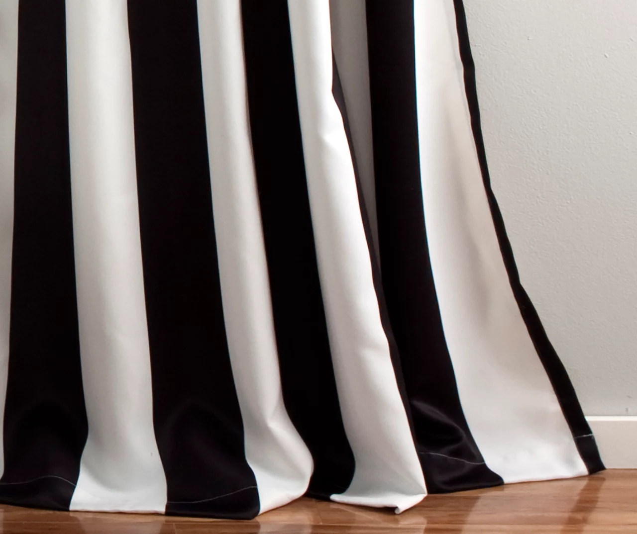 Wilbur Stripe Black & White Room-Darkening Back Tab Curtain Panel Pair, (108") 5 Wilbur Stripe Black & White Room-Darkening Back Tab Curtain Panel Pair, (108") - Image 3