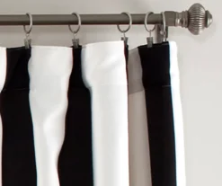 Wilbur Stripe Black & White Room-Darkening Back Tab Curtain Panel Pair, (95") -DHP Sales Store 810468249 1