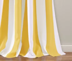 Wilbur Stripe Yellow & White Room-Darkening Back Tab Curtain Panel Pair, (84") -DHP Sales Store 810468250 3