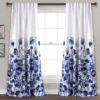Zuri Flora Navy & White Room-Darkening Back Tab Curtain Panel Pair, (84") 1 Zuri Flora Navy & White Room-Darkening Back Tab Curtain Panel Pair, (84") -DHP Sales Store 810468254