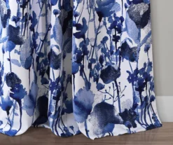 Zuri Flora Navy & White Room-Darkening Back Tab Curtain Panel Pair, (84") -DHP Sales Store 810468254 2