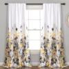 Zuri Flora Yellow & Gray Room-Darkening Back Tab Curtain Panel Pair, (95") 2 Zuri Flora Yellow & Gray Room-Darkening Back Tab Curtain Panel Pair, (95") -DHP Sales Store 810468257
