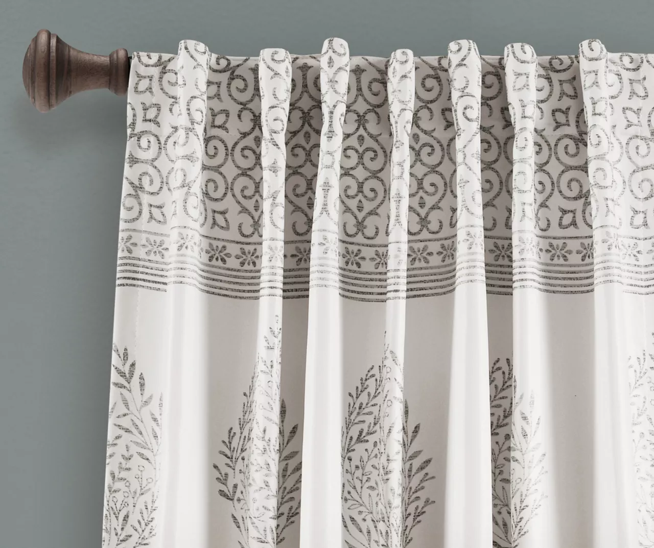 Teardrop Leaf Gray Room-Darkening Back Tab Curtain Panel Pair, (95") 4 Teardrop Leaf Gray Room-Darkening Back Tab Curtain Panel Pair, (95") - Image 2