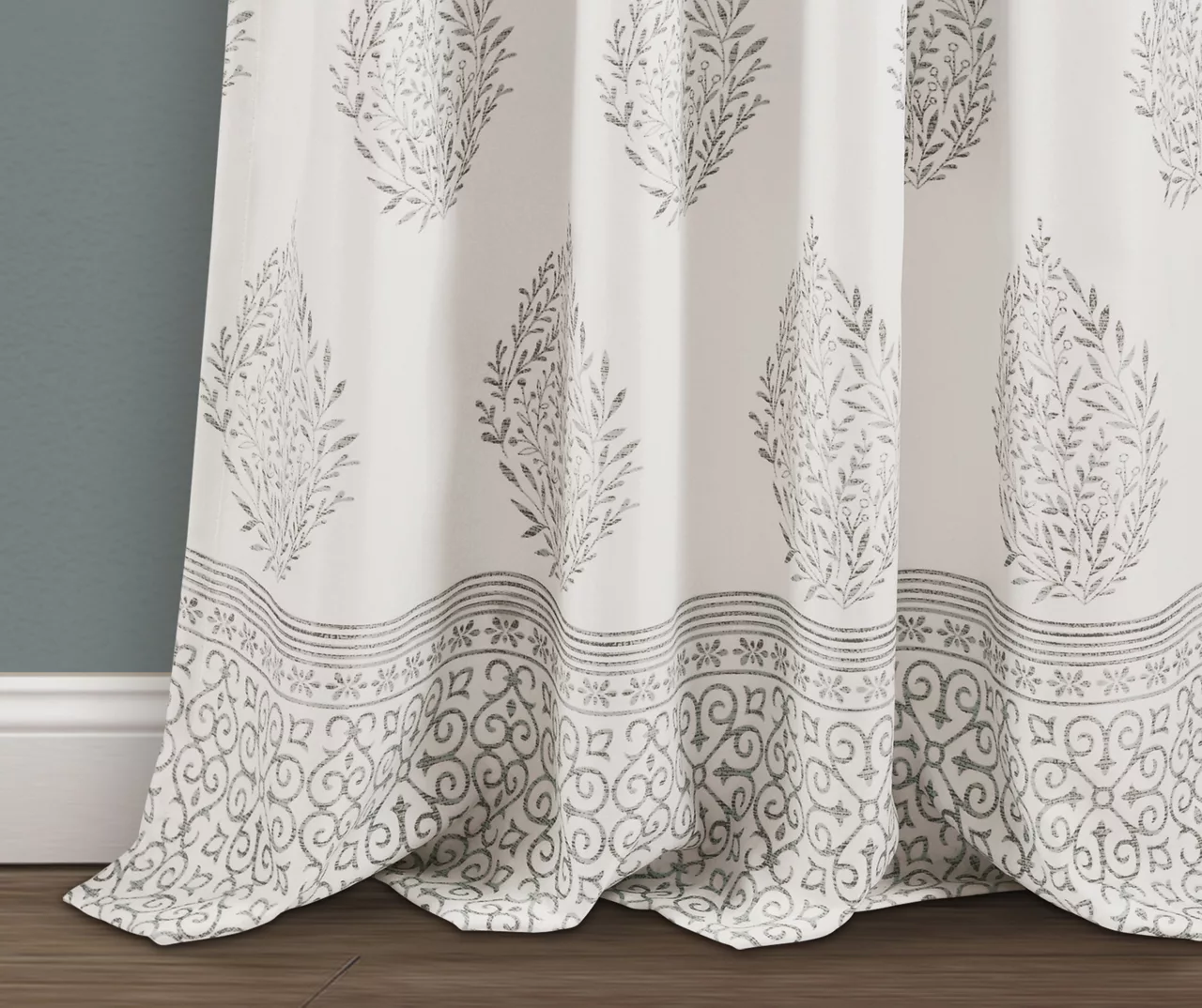 Teardrop Leaf Gray Room-Darkening Back Tab Curtain Panel Pair, (95") 5 Teardrop Leaf Gray Room-Darkening Back Tab Curtain Panel Pair, (95") - Image 3