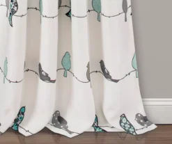 Rowley Birds Blue & Gray Room-Darkening Rod Pocket Curtain Panel Pair, (95") -DHP Sales Store 810468259 2