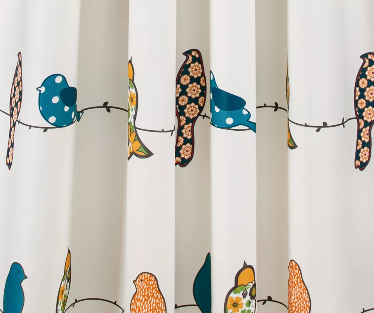 Rowley Birds Blue & Orange Room-Darkening Rod Pocket Curtain Panel Pair, (95") 6 Rowley Birds Blue & Orange Room-Darkening Rod Pocket Curtain Panel Pair, (95") - Image 4